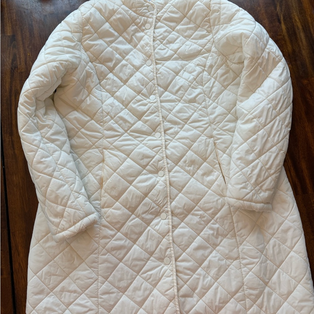 Liz Claiborne White Cream Quilted Puffer Jacket - Picture 3 of 12